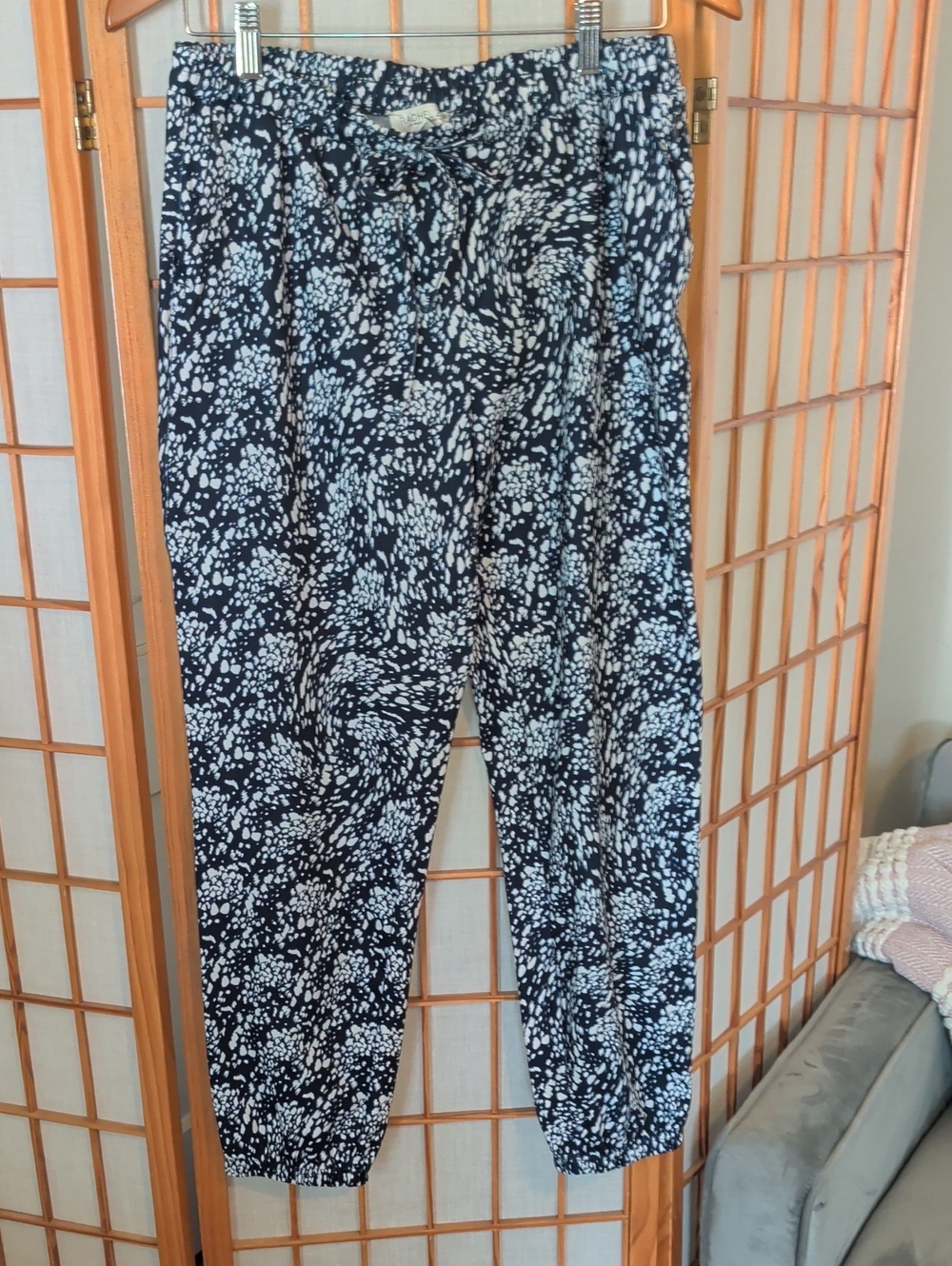 Rachel Zoe Black and White Printed Jogger Pants